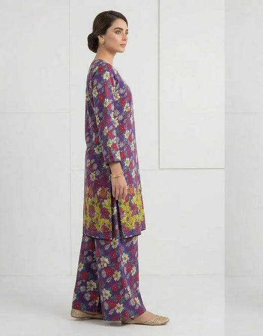 Lawn Printed Kurta Set for Women (PURPLE)