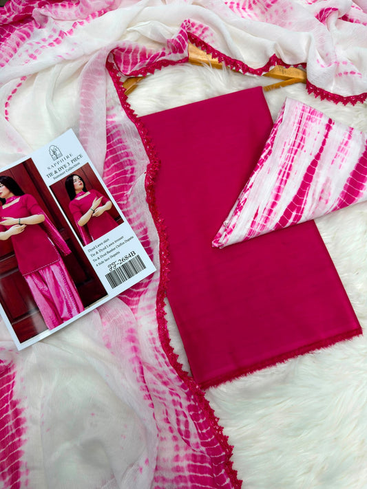 Elegant Pink Tie & Dye 3 Piece Lawn Dress | Premium Women's Summer Collection
