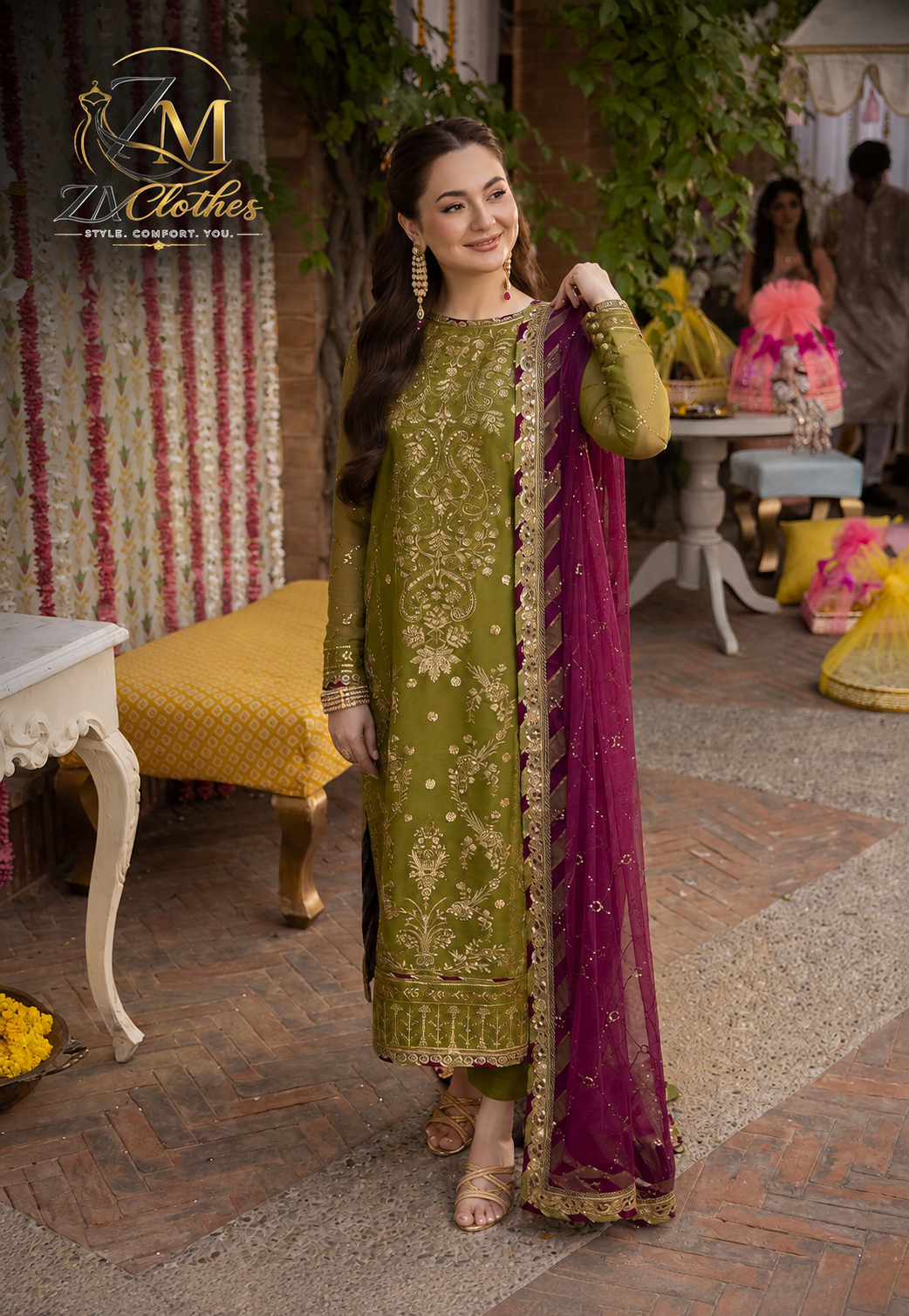 Zasc Clothes Inspired Luxury Embroidered 3 Piece Unstitched Chiffon Suit – Premium Festive Collection