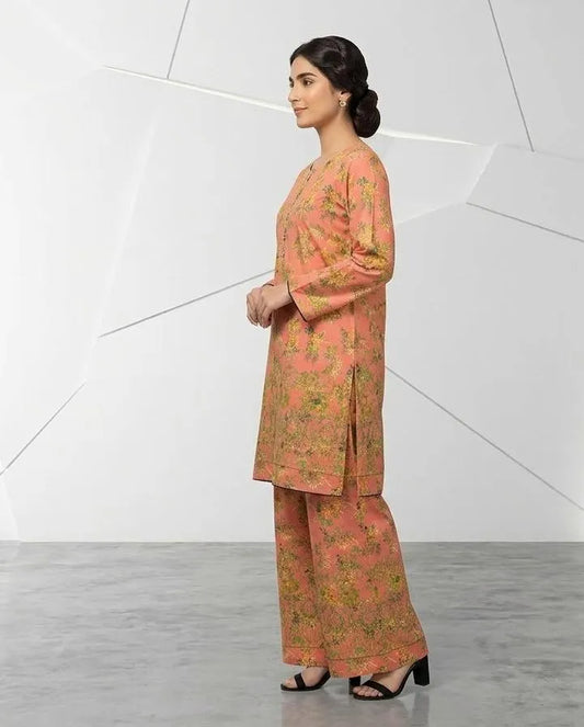 Lawn Printed Kurta Set for Women (PINK)