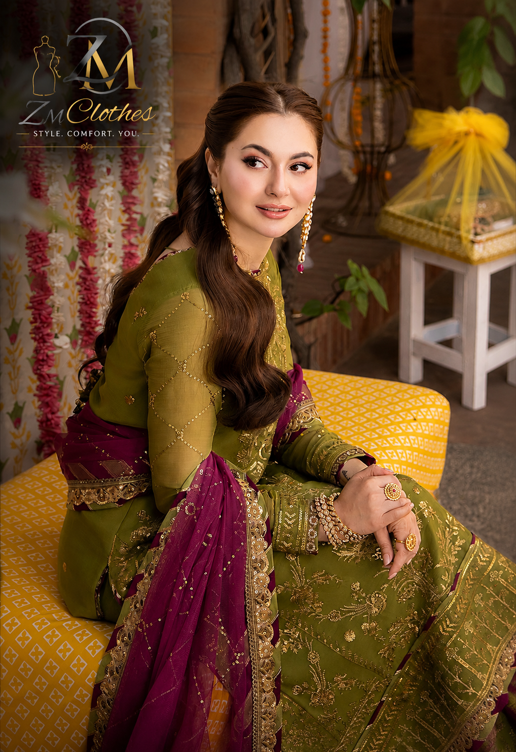 Zasc Clothes Inspired Luxury Embroidered 3 Piece Unstitched Chiffon Suit – Premium Festive Collection