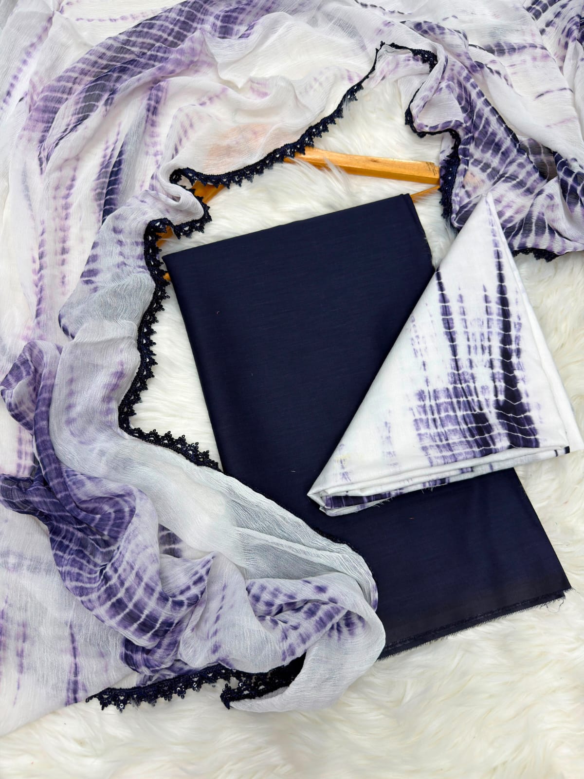 Sapphire Inspired Navy Blue Tie & Dye 3 Piece Unstitched Lawn Suit – Premium Summer Collection
