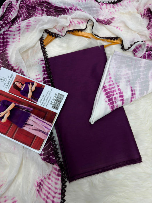 Sapphire Inspired Purple Tie & Dye 3 Piece Unstitched Lawn Suit – Premium Summer Collection