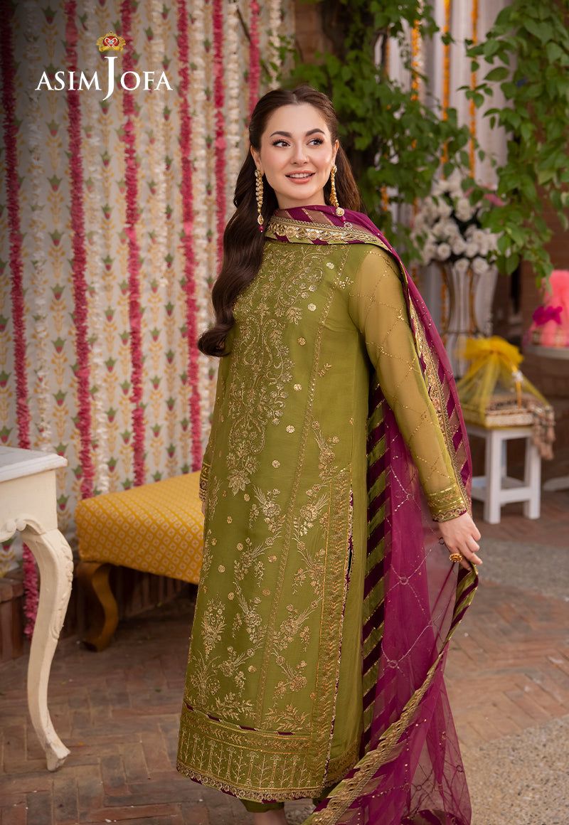 Asim Jofa Inspired Luxury Embroidered 3 Piece Unstitched Chiffon Suit – Premium Festive Collection