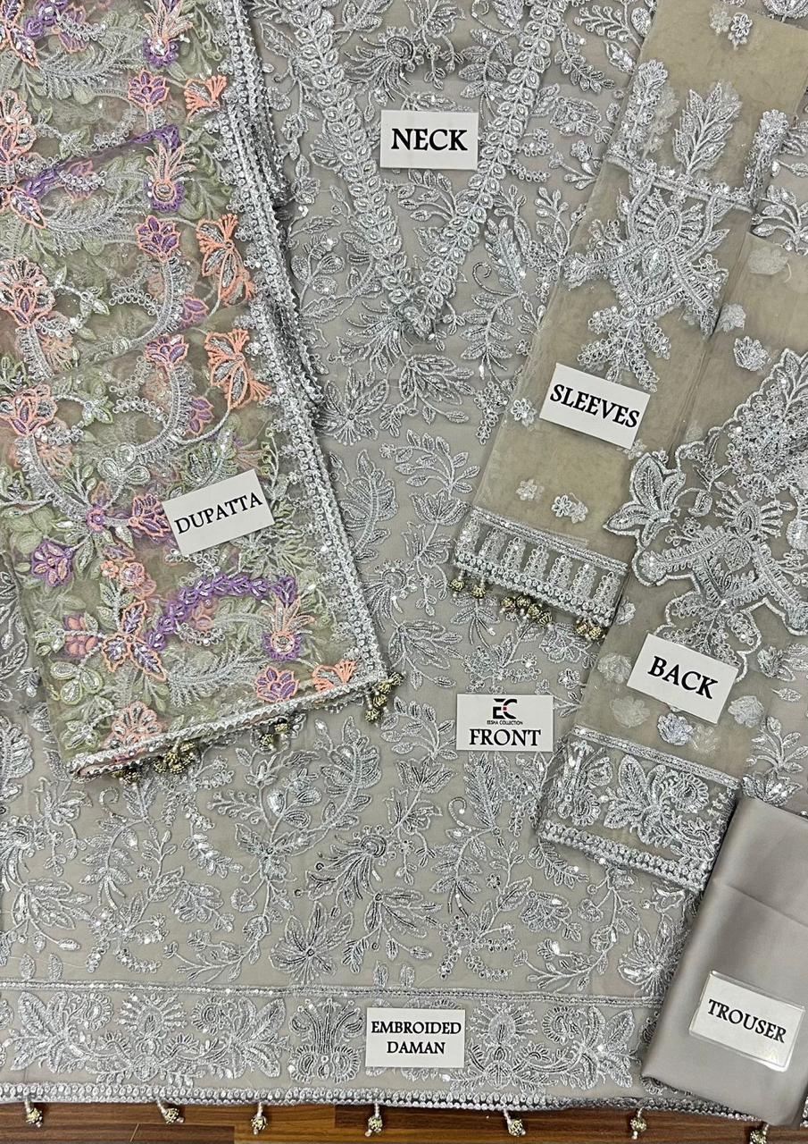 Luxury Hand Embroidered Net 3 Piece Unstitched Suit – Premium Wedding & Festive Collection