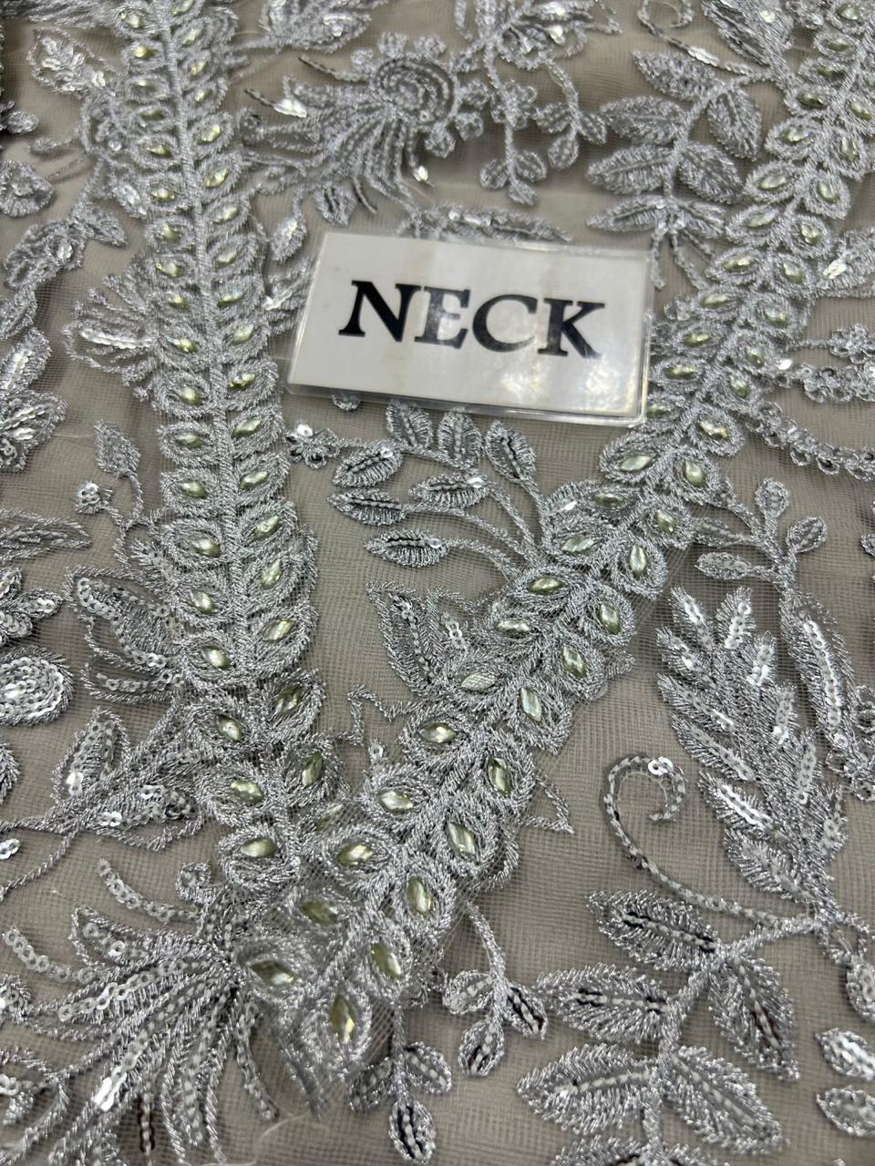 Luxury Hand Embroidered Net 3 Piece Unstitched Suit – Premium Wedding & Festive Collection